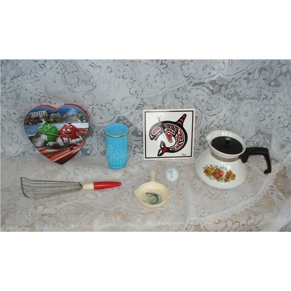Misc Assortment  Indigenous Themed West Coast Tile  M&M's Tin Etc