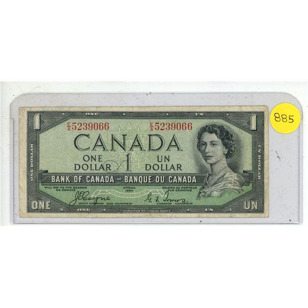 1954 Bank of Canada One Dollar.