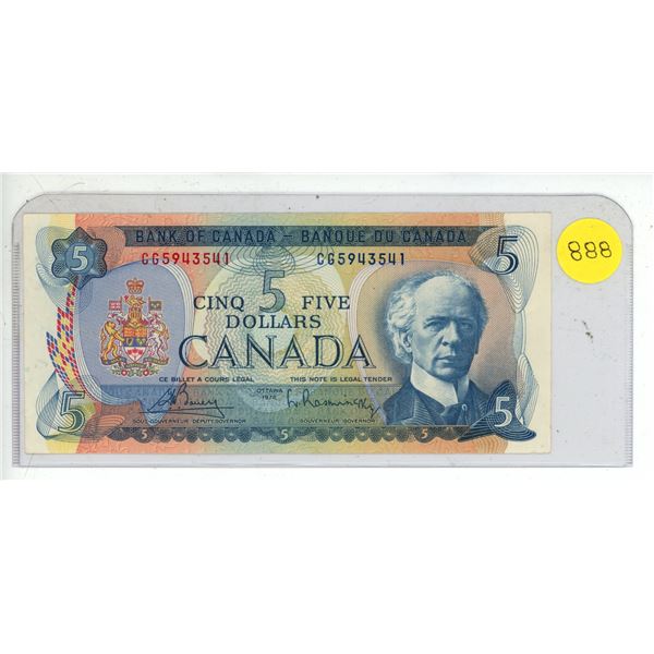 1972 Bank of Canada Five Dollar.