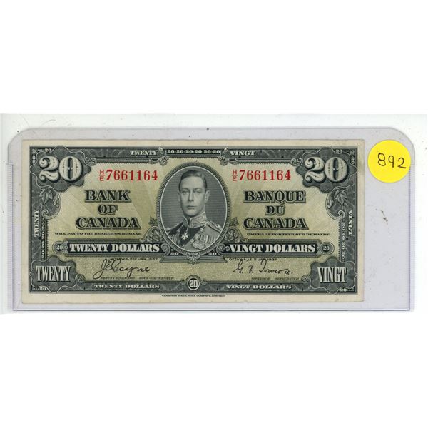 1937 Bank of Canada Twenty Dollar.