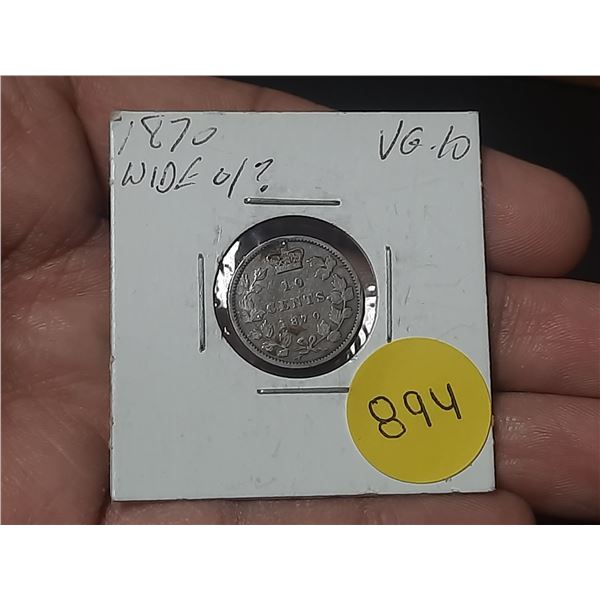 1870 Canada Silver 10 Cents.