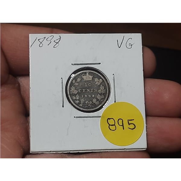 1898 Canada Silver 10 Cents.
