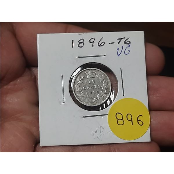 1896 Canada Silver 10 Cents.