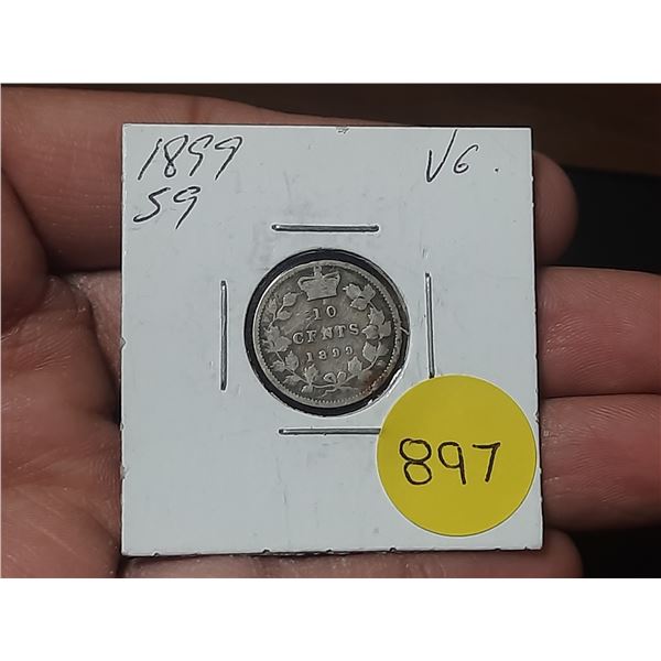 1899 Canada Silver 10 Cents.
