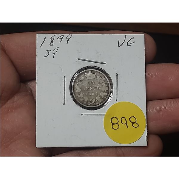 1899 Canada Silver 10 Cents.