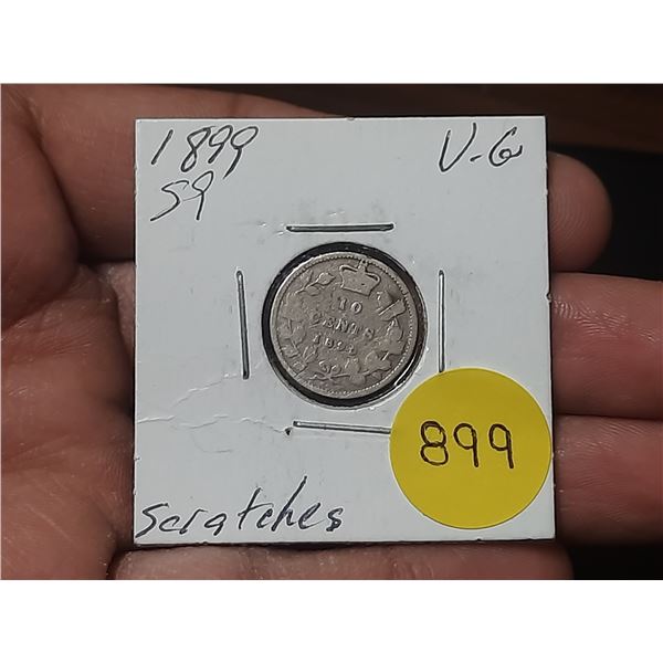 1899 Canada Silver 10 Cents.
