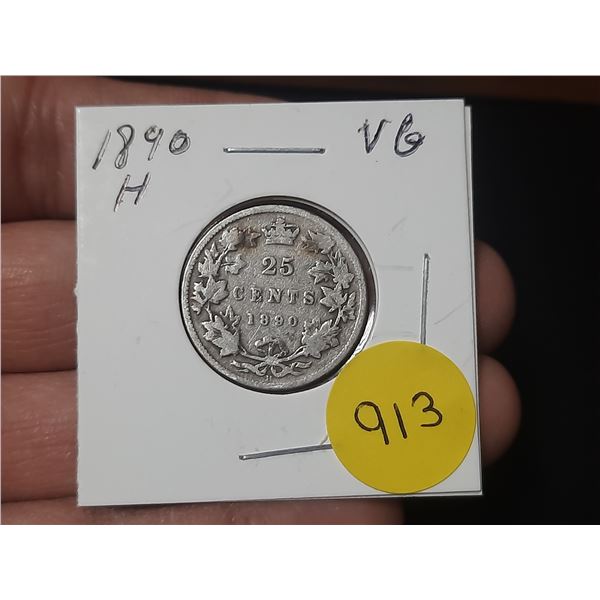 1890 H Canada Silver 25 Cents