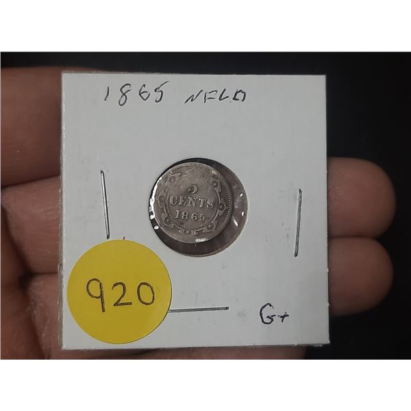 1865 New Foundland 5 Cents.
