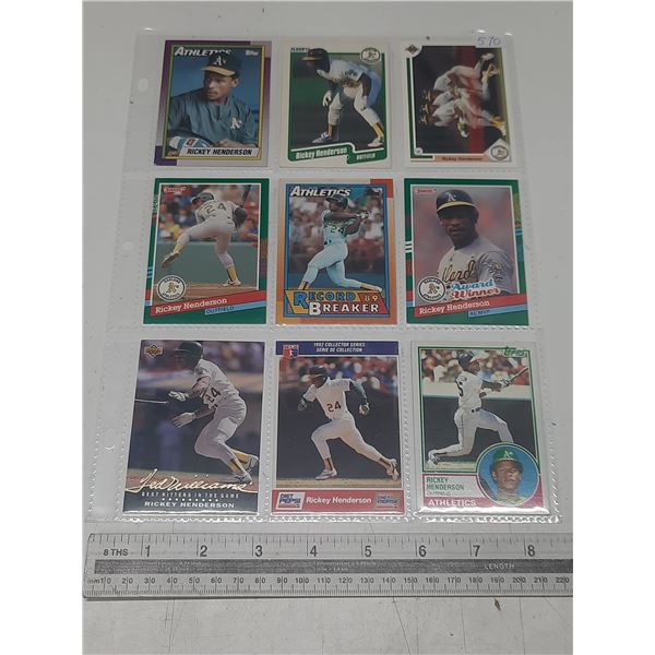 Assortment Ricky Henderson Oakland A's Cards