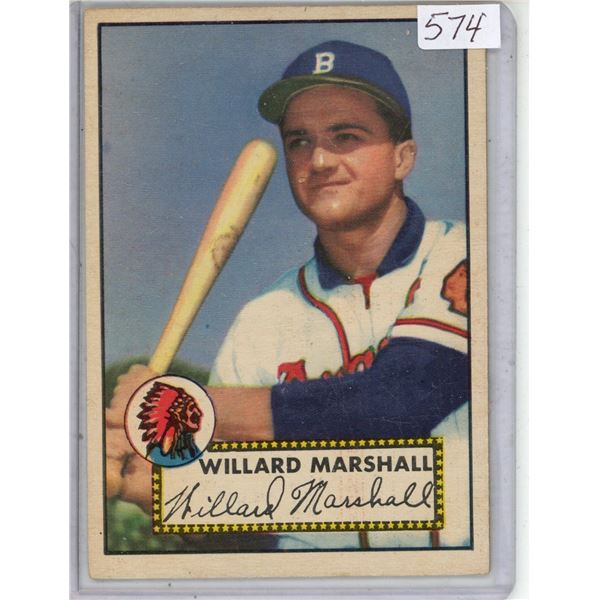TOPPS 1952 Willard Marshall Outfield Boston Braves