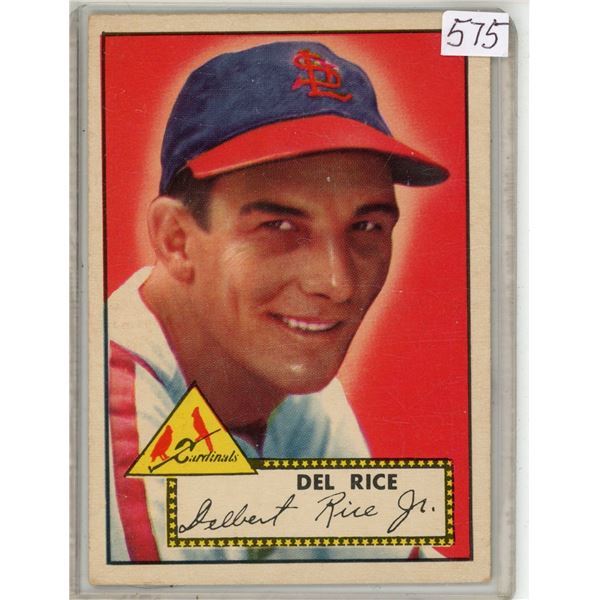 TOPPS 1952 Del Rice Jr. Catcher ST.L Cardinals