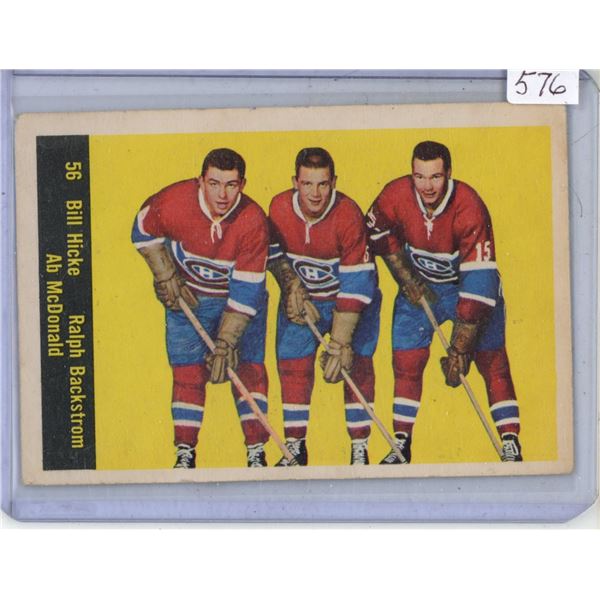 Parkhurst 1960-61 Hicke, Backstrom, McDonald Montreal Canadian