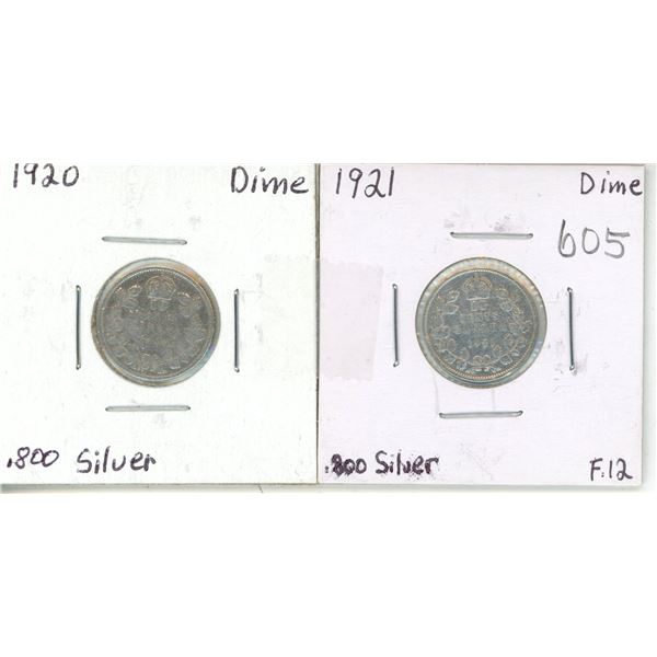 Canada 1920-21 Dimes .800 Silver