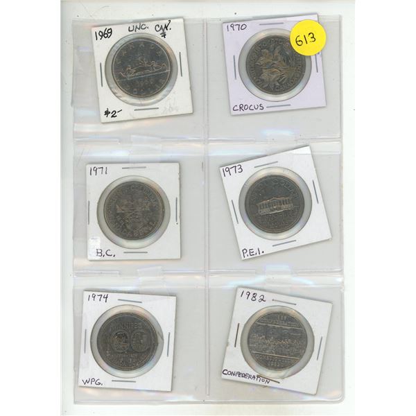 Canada Commemorative Nickle Dollar Crocus B.C. PEI, WPG, Confederation