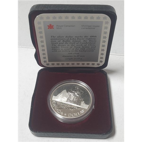 Canada 1987 Proof Dollar "Davis Strait" .500 Silver