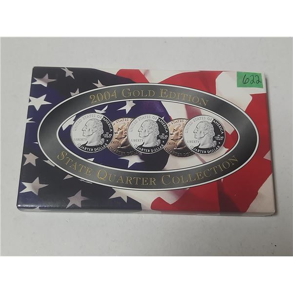 U.S. 2004 Gold Layered State Quarter Collection Uncirculated with C.O.A.