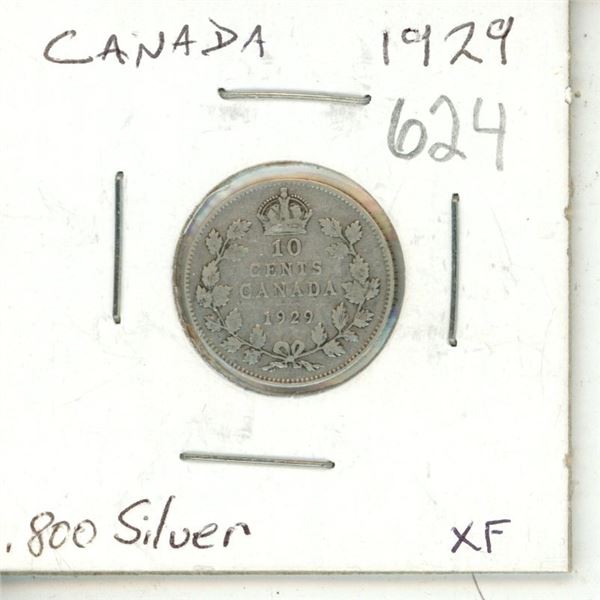 Canada 1929 Dime V.F. .800 Silver K.G.V.