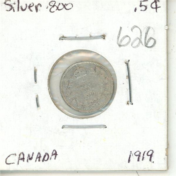 Canada 1919 Nickle F .925 Silver K.G.V.