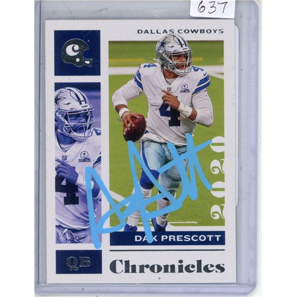 Panini Dak Prescott 2020 Authentic Signature with C.O.A. NFL Cowboys