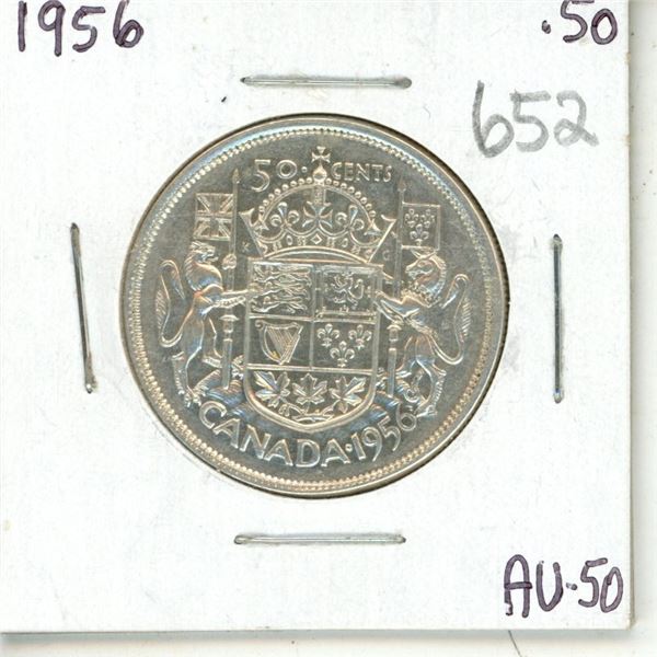 Canada 1956 Half Dollar A.U.50 .800 Silver