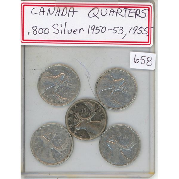 Canada Quarters 1950-53 , 1955 VF 20 .800 Silver