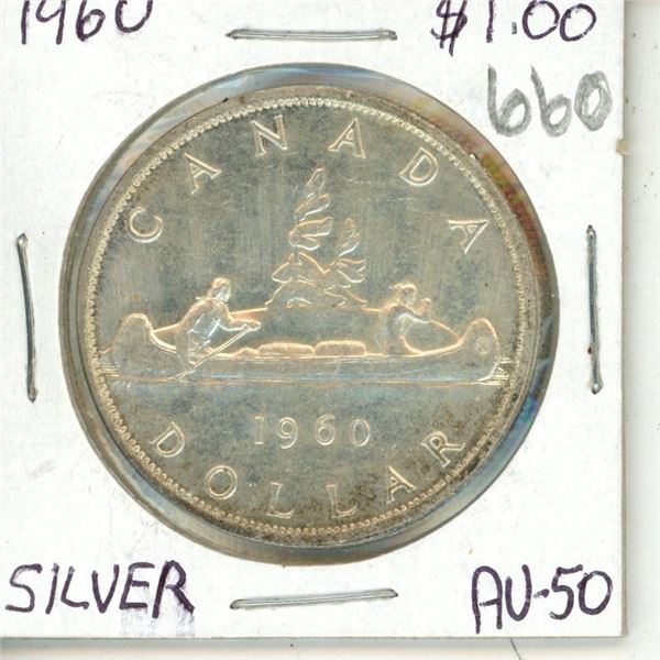 Canada 1960 Dollar AU 50 .800 Silver