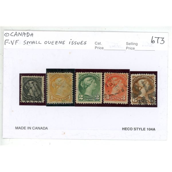 Canada Small Queen Issues F-VF Used YR 1870-72