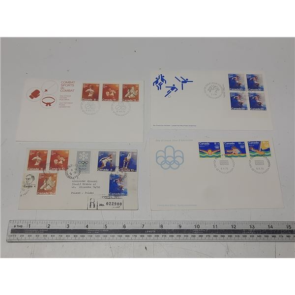 Canada 4 Semi Postal Sports First Day Covers