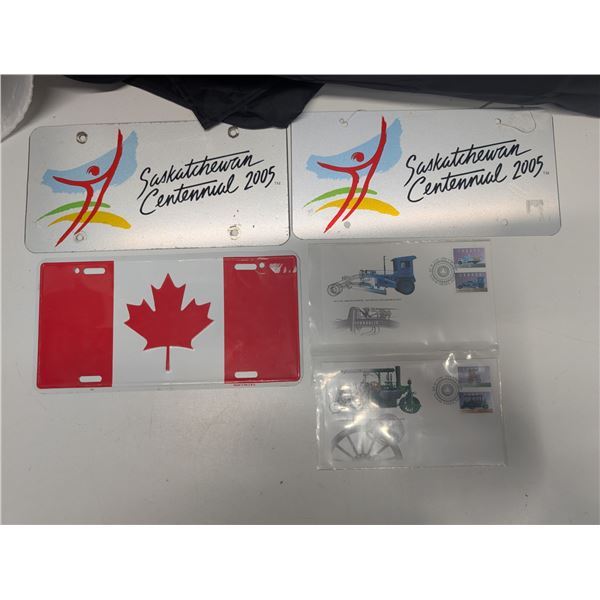 Canadian Saskatchewan License Plates and Canada Post Stamp Series