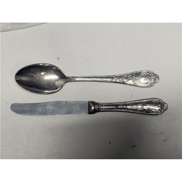 (2) Stamped Spoon and Knife .800 Silver (42g) and (50g)