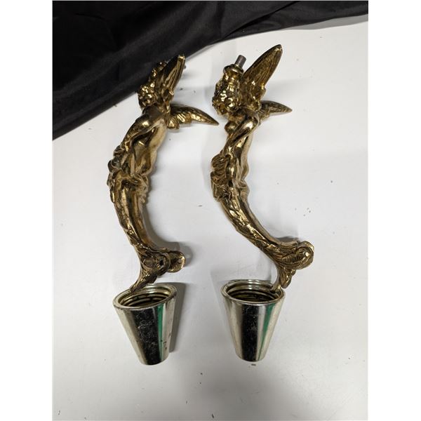(2) Brass Angel Wall Lights w/ Shades