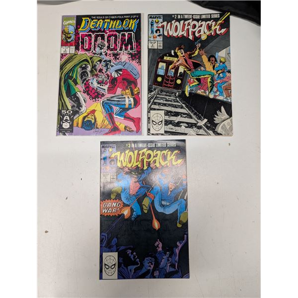 (3) Vintage Marvel Comics (1) Deathlok Vs. Doom and (2) Wolfpack