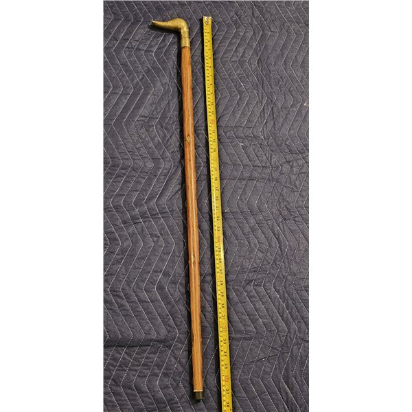 Wooden Walking Cane w/ Brass Duck Head & Inserts