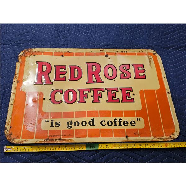 Antique Red Rose Coffee Sign