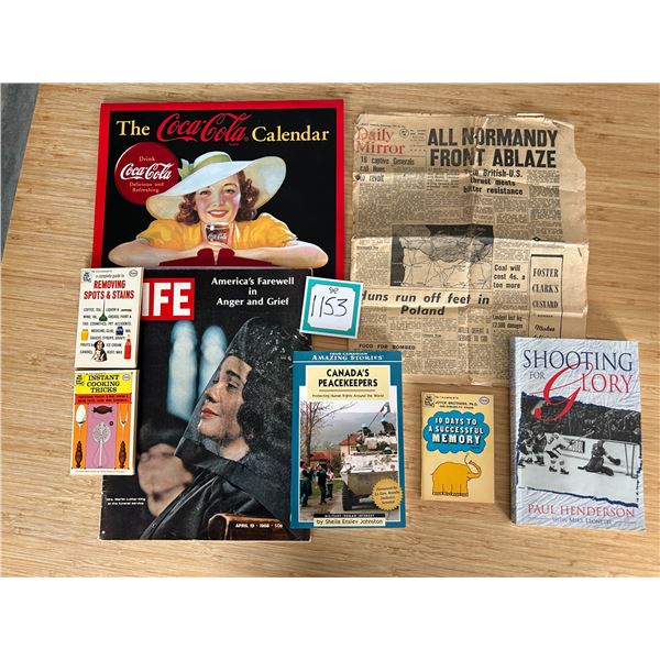 Variety of items including partial 1944 British newspaper, Canada’s Peacekeepers book, Paul