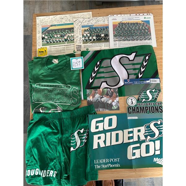 Variety of Rider items, team photos, clothing, flag, etc.