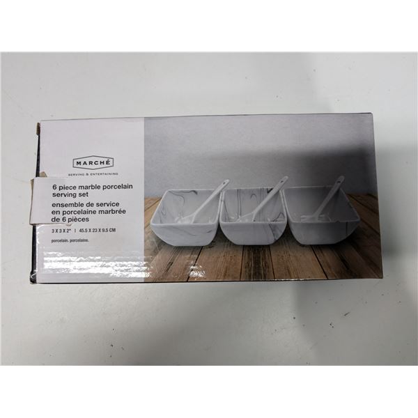 6 Pc Marble Porcelain Serving set w/ original Box (NEW)