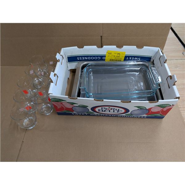 Lot of Cooking Pyrex Dishes, Baking Sheets, Glasses, and etc.
