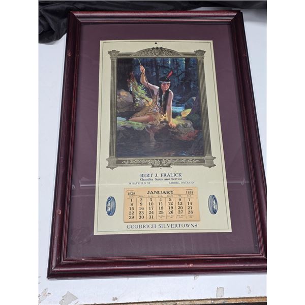 Picture and calender in a frame- 22" by 16"