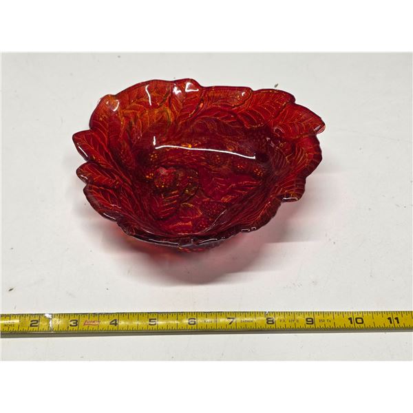 Red glass candy dish