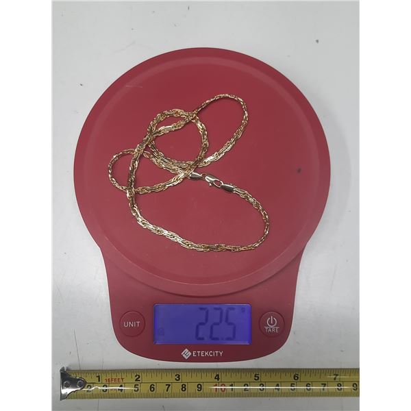Gold Necklace. (Weight - 22.5g) - Marked 14 KT.- unverified