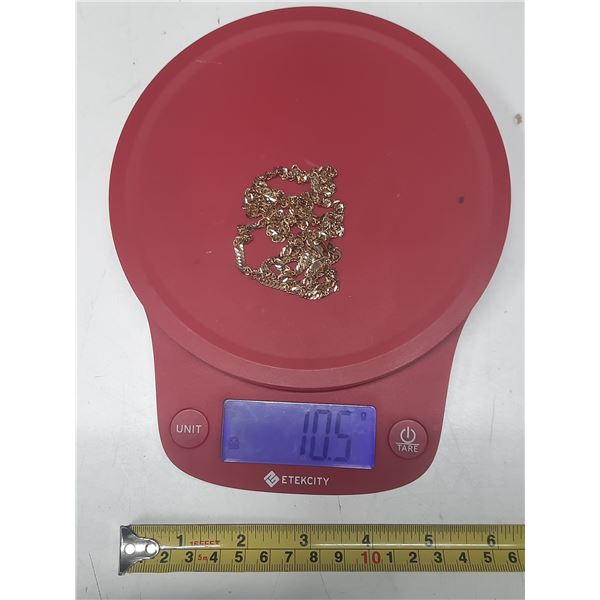 Gold Necklace. (Weight - 10.5g) - Marked 10 KT.- unverifed