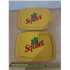 Image 1 : (2) Vintage Yellow Squirt  Soda Serving Tray.