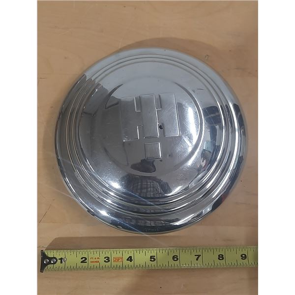 Vintage International Harvestor (IH) Logo Chrome Hubcap. (9")