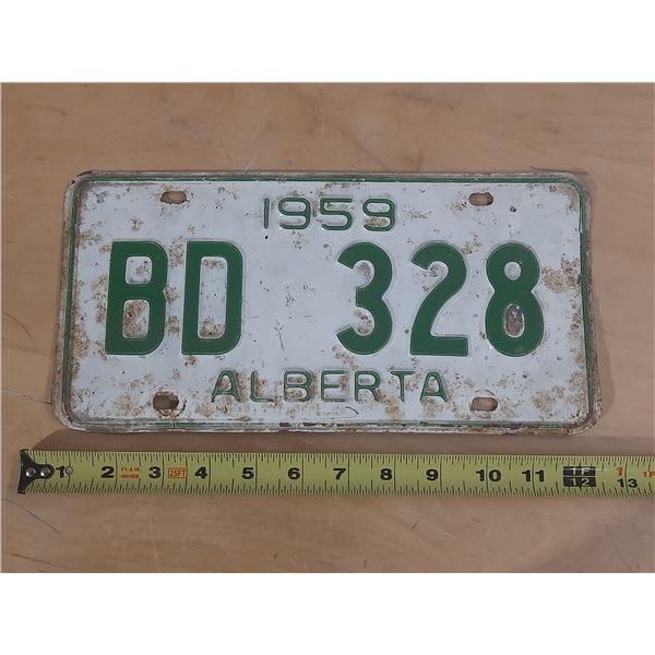 1959 Alberta Licence Plate.