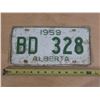 Image 1 : 1959 Alberta Licence Plate.