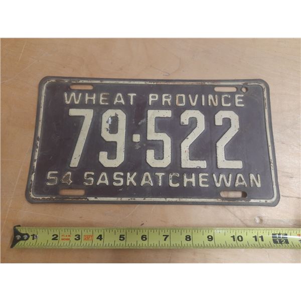 1954 Saskatchewan Licence Plate.