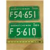 Image 1 : (2) 1969 Saskatchewan Farmer's Licence Plate.