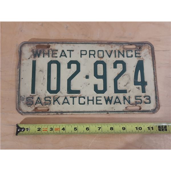 Saskatchewan Wheat Province Licence Plate.