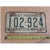 Image 1 : Saskatchewan Wheat Province Licence Plate.